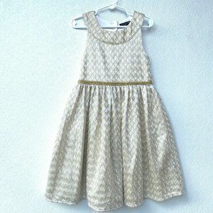 Tahari Girls Dress Size‎ 6 Beige/Gold Round Neck Sl